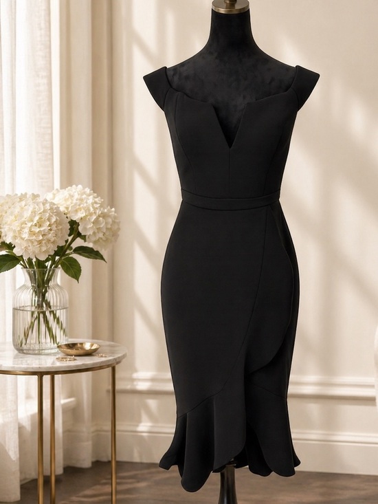 Aqua Dresses & Skirts - Aqua Elegant Black Cap-Sleeve Sheath Dress size 6